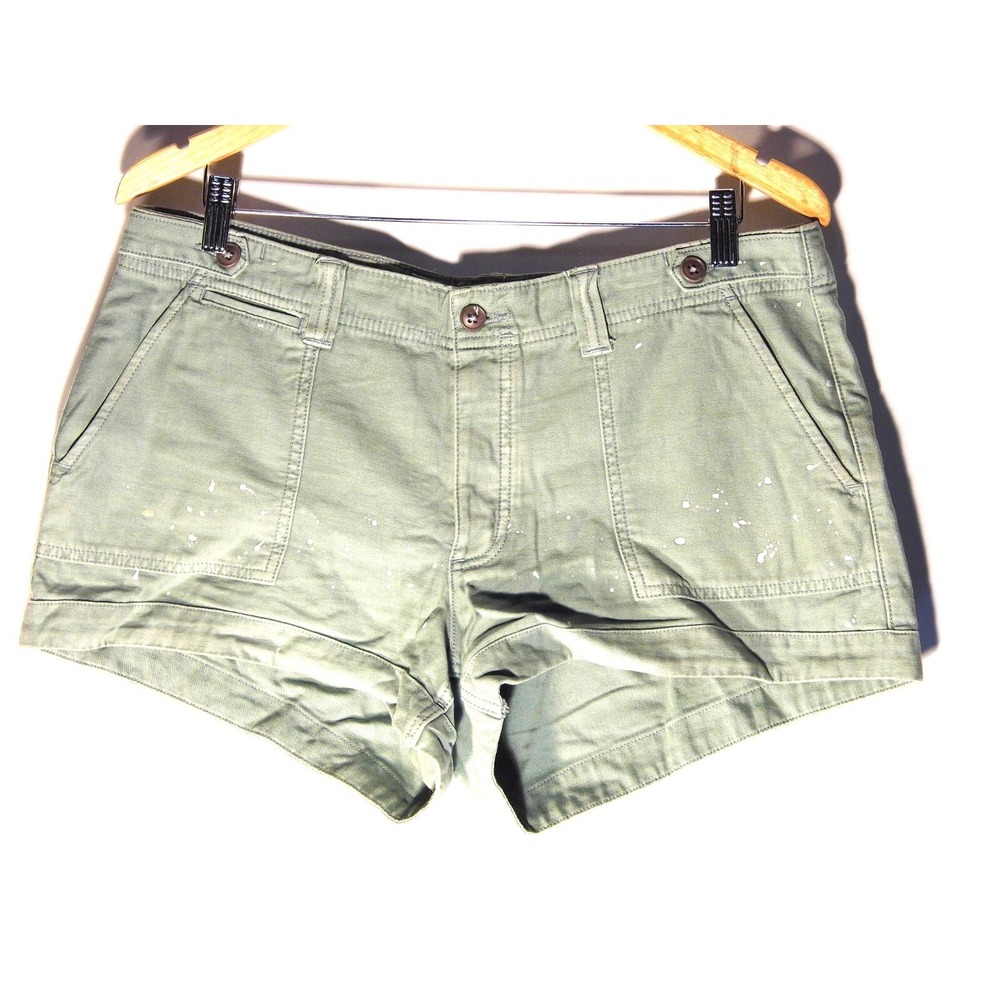 Abercrombie & Fitch Boyfriend Green Paint Splatter LowRise Shorts Women SZ 31/12